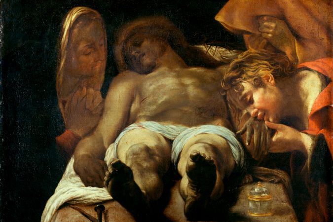 Lamentación sobre el Cristo muerto con tres dolientes