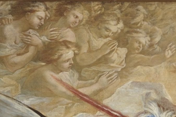 San Miguel Arcángel vence a los ángeles rebeldes, detalle