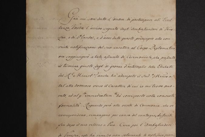 Carta del embajador del Reino de las Dos Sicilias