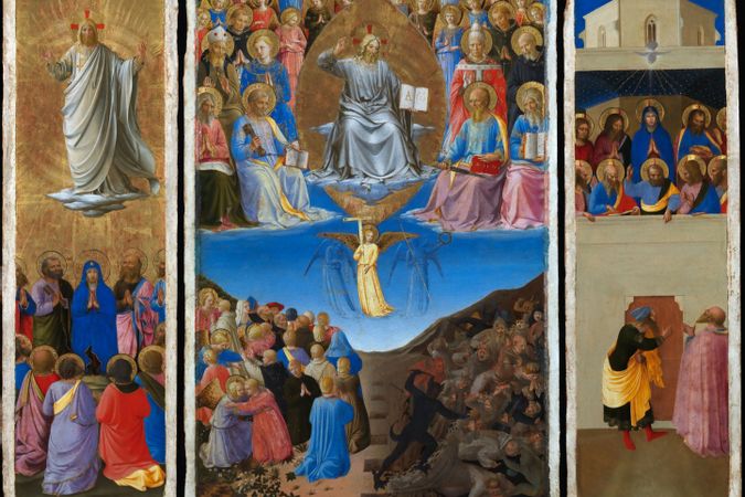 Triptychon mit Himmelfahrt, Jüngstes Gericht, Pfingsten