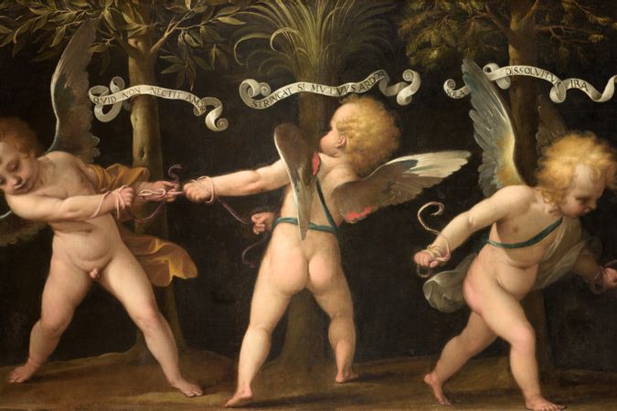 Allegory with winged cherubs