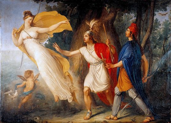 Venus in Gestalt einer Jägerin erscheint Aeneas auf den Lidos von Libyen