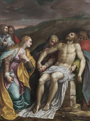 Beweinung des toten Christus mit den Heiligen Bartholomäus und Paulus