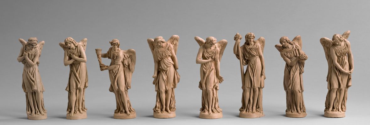 Eight sketches of angels for the Sainte-Croix cathedral in Orleans
