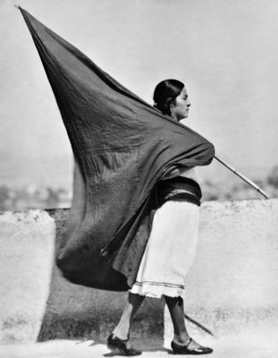 Woman with flag, Mexico