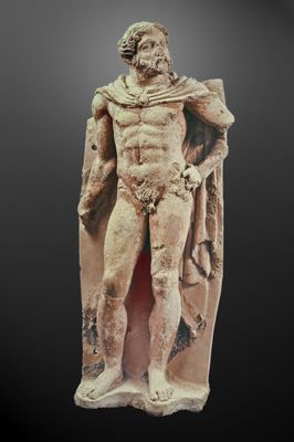 Estatua frontón del templo del belvedere en terracota
