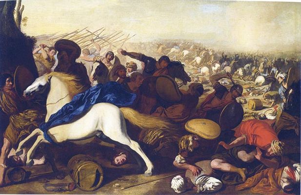 Battle between Turks and Christians with a shaken horse