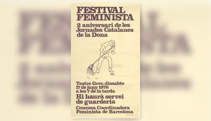 Afiche del festival feminista. 2º aniversario de las Jornadas de Mujeres Catalanas.
