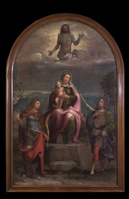 Madonna mit Kind, der Erlöser, San Vito und San Modesto