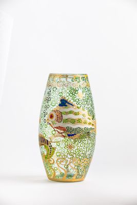 Vase decorated with enamel