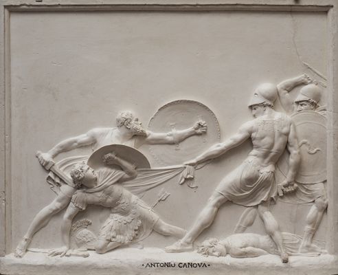 Socrates saves Alcibiades in the battle of Potidea