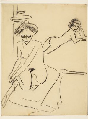 Dos desnudos femeninos en un interior (En el atelier)