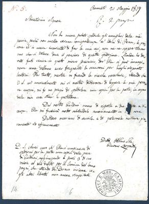 Letter from Giacomo Leopardi to Pietro Brighenti
