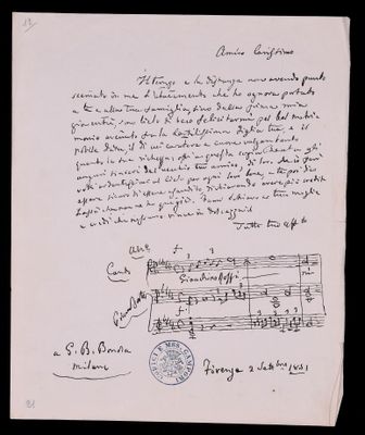 Letter from Gioacchino Rossini to Giovanni Battista Bonola
