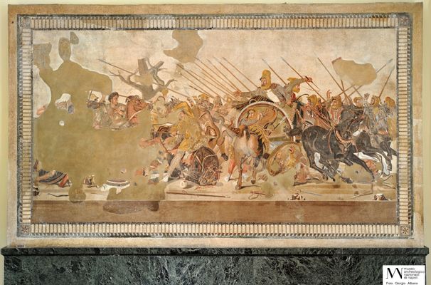 La batalla de Issus (Mosaico de Alejandro y Darío)