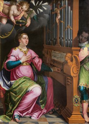 Santa Cecilia crowned by an angel