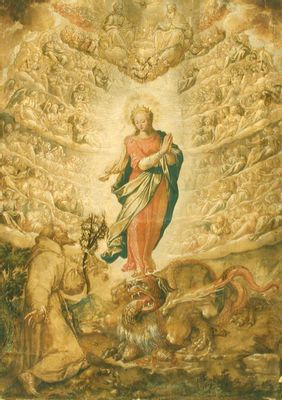Unbefleckte Empfängnis mit Saint Francesco d'Assisi (Lilie unter Dornen)