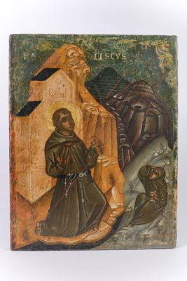 Saint Francis receives the stigmata on Monte della Verna - Italo-Cretan school