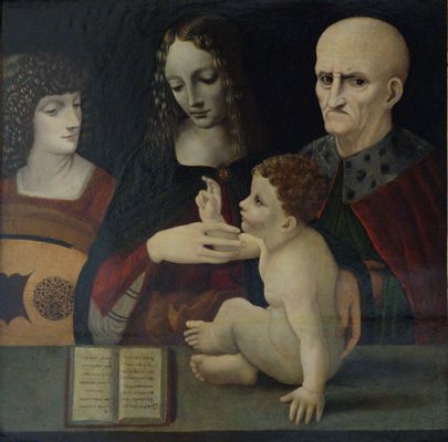 The Madonna and Child between Saint Joseph and an angel playing the mandola
