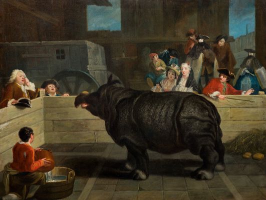 Il Rinoceronte (Clara dans l'enceinte, avec chariot)