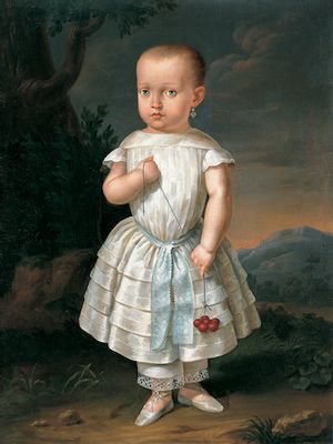 Portrait of a girl with cherries