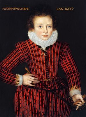 Portrait of a young man dressed in red