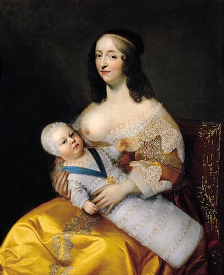 Retrato de Luis XIV y de su primera nodriza Madame Longuet de la Giraudière