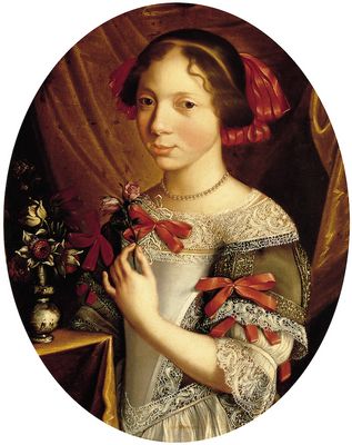 Portrait of a girl with roses