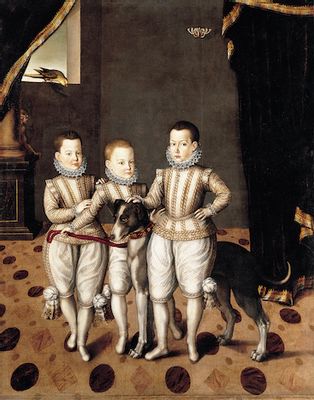 Portrait des princes Vittorio Amedeo, Emmanuele Filiberto et Filippo Emanuele de Savoie