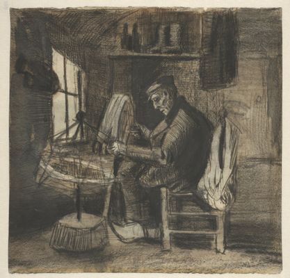 Man spinning wool