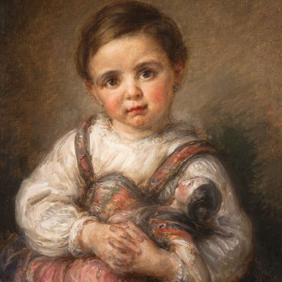 Little girl with doll