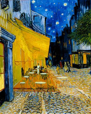 Terrace of a café at night ( Place du Forum )