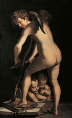 Love builds the bow (from Parmigianino)