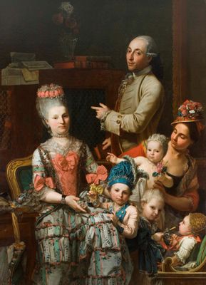 Retrato de Antonio Ghidini con su familia