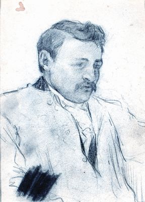 Portrait of young man, with mustache