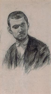Young man's face, with mustache (study)