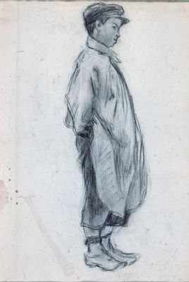Boy in apron, profile