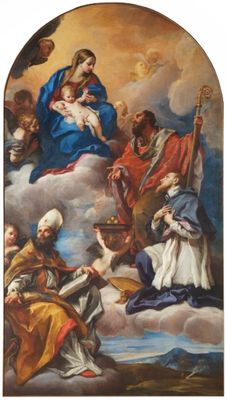 Madonna und Kind mit den Heiligen Nikolaus von Bari, Franz von Sales und Ambrosius