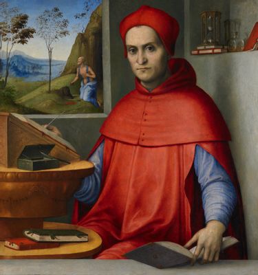 Portrait of a cardinal in the studio