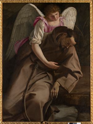 Saint Francis supported by an angel