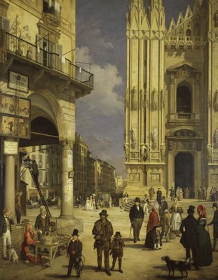 Vista de la Piazza del Duomo con el Coperto dei Figini
