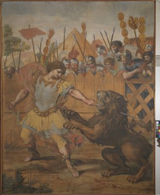 Constantino lucha contra el león