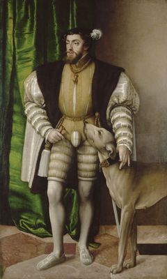 Portrait of Charles V with dog