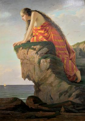 Sappho on the cliff of Lefkada