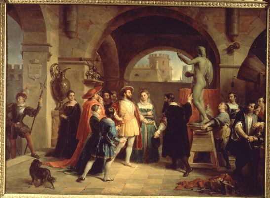 Franz I., König von Frankreich im Atelier von Benvenuto Cellini