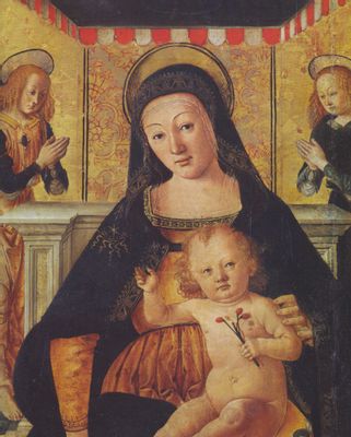 Vierge intronisée à l'enfant et aux anges