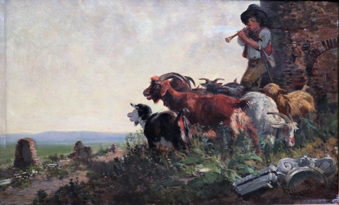 Berger et chèvres près de la Voie Appienne