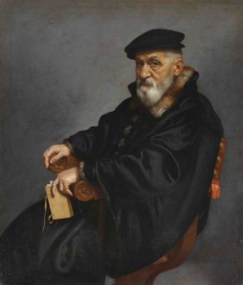 Porträt eines sitzenden alten Mannes