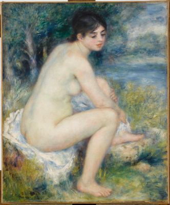 Mujer desnuda en un paisaje.
