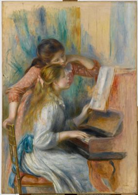 Chicas jóvenes al piano